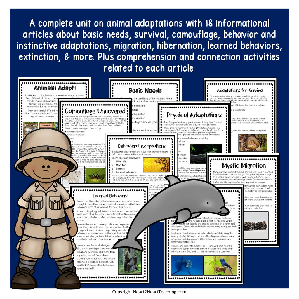 Animal Adaptions Unit with Giraffes, Camels, Dolphins, Gorillas & Jane Goodall