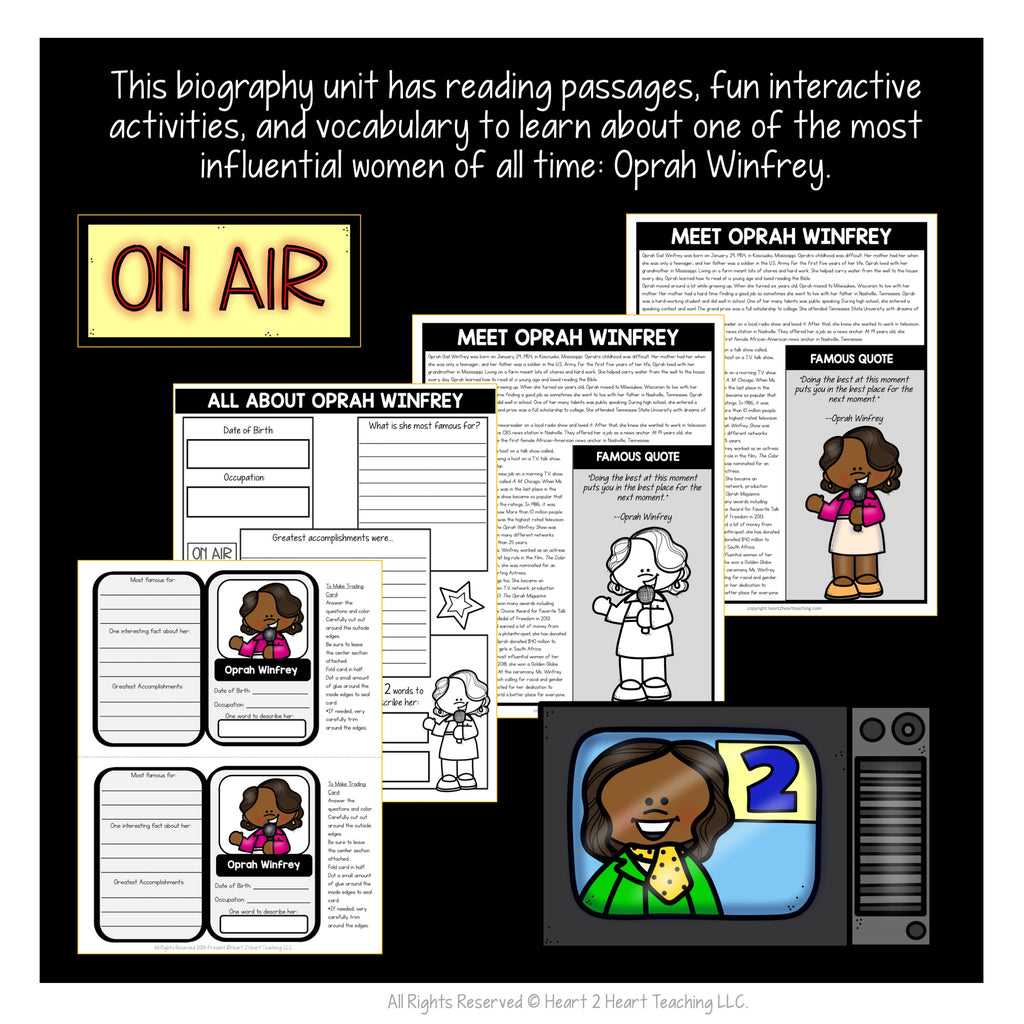 The Life Story of Oprah Winfrey Activity Pack
