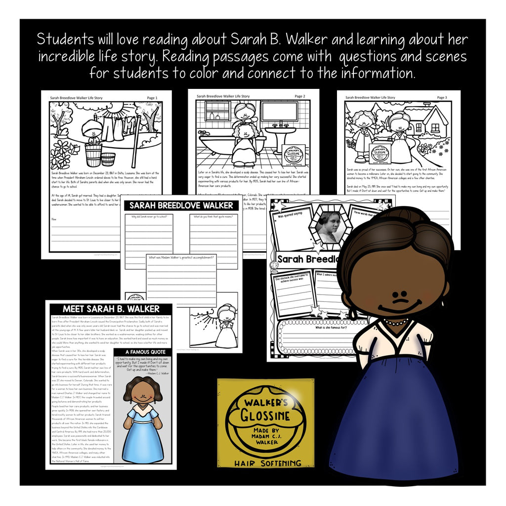 The Life Story of Sarah B. Walker Activity Pack