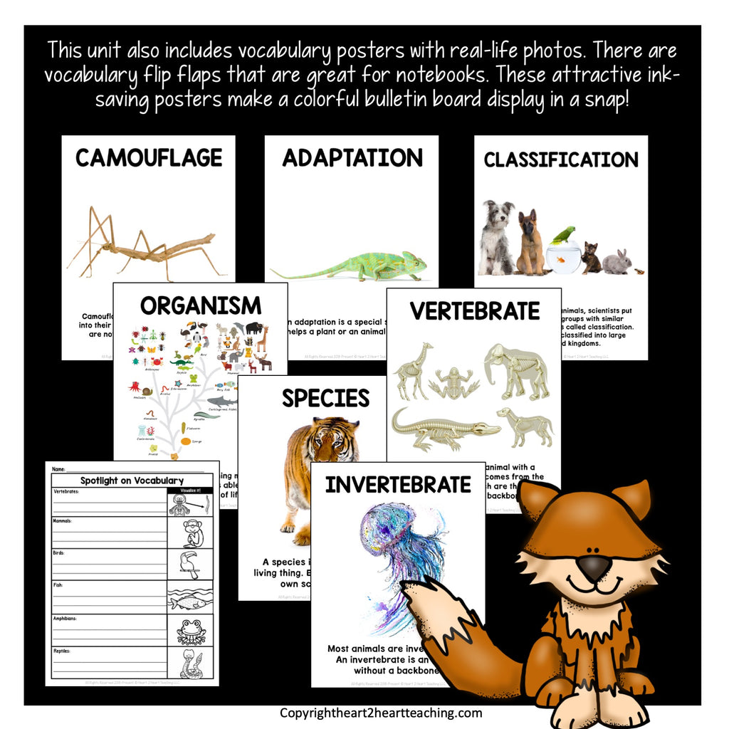 Animal Classification Unit with Mammals, Birds, Fish, Reptiles, and Amphibians