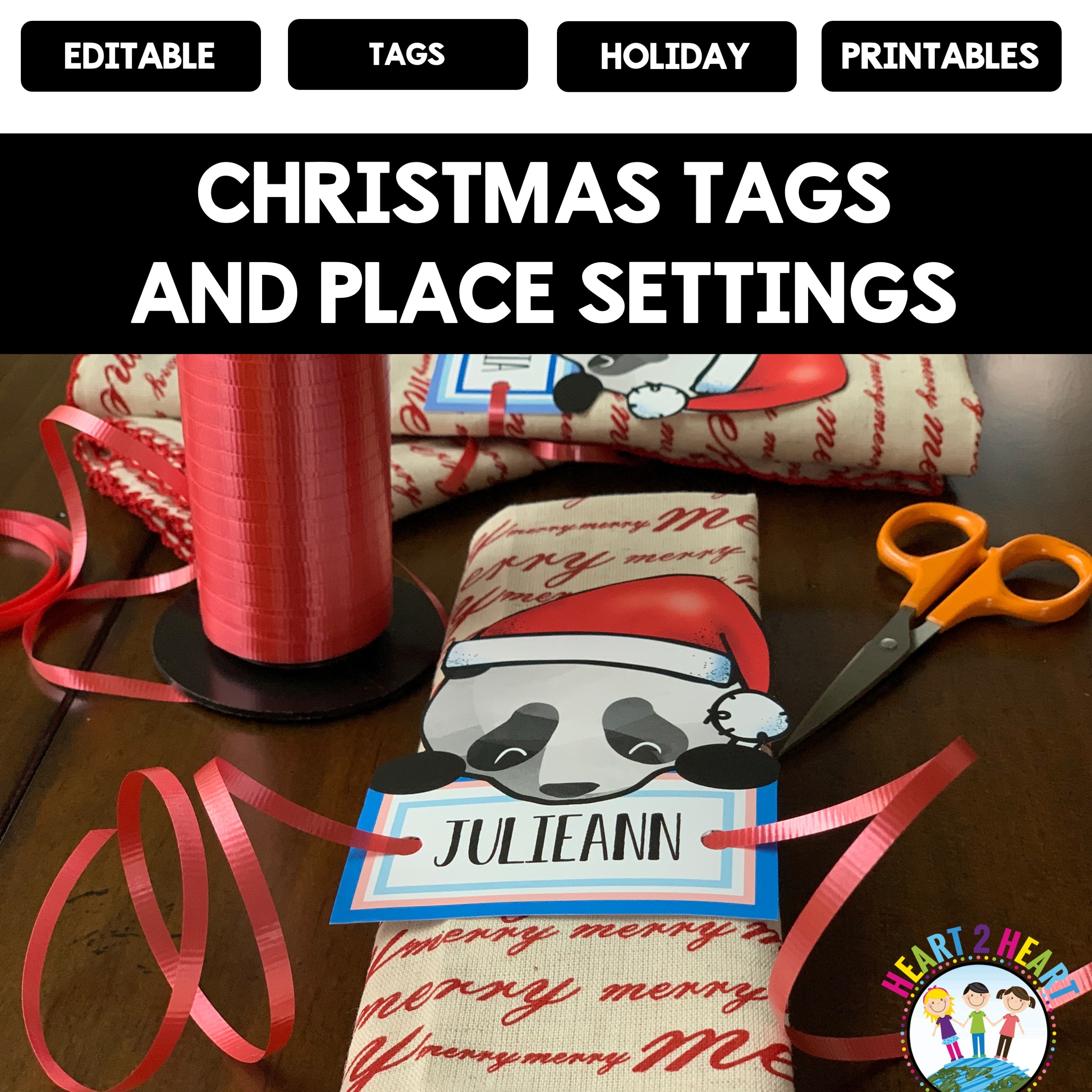 Christmas Gift Tags & Place Settings {Editable} – Heart 2 Heart