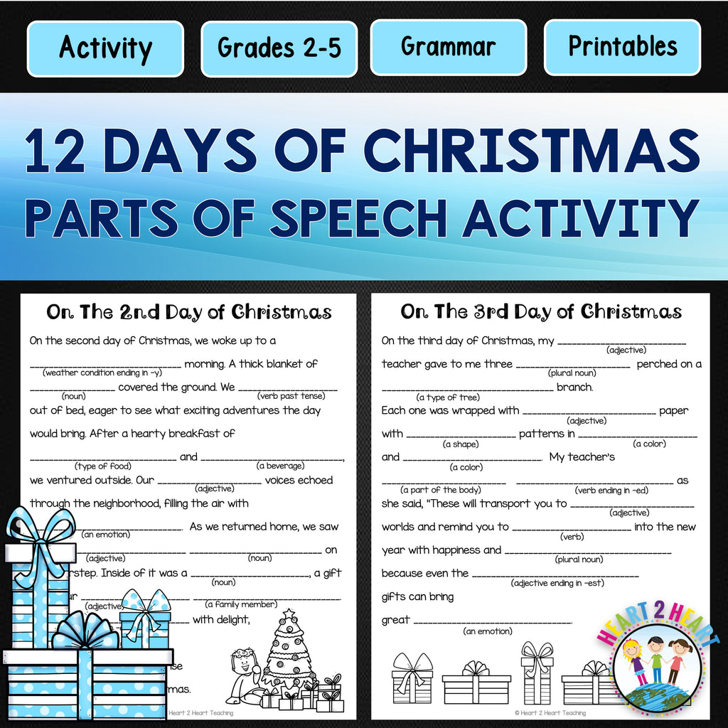 12 Days of Christmas Parts of Speech & Grammar Review Activities