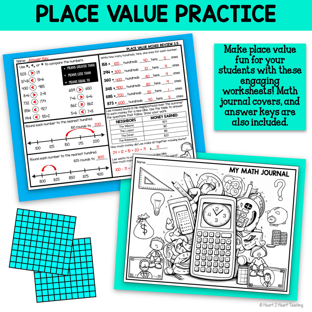 Grade 2 Place Value Activities Math Worksheets Reviews CCSS 2.NBT.A.2-A.NBT.A.4