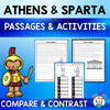 Athens and Sparta compare and contrast reading passages and activities pack for ancient Greece units