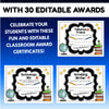 Editable award certificates for Fabulous Friend, Technology Wiz and Amazing Writer with blank name and signature lines