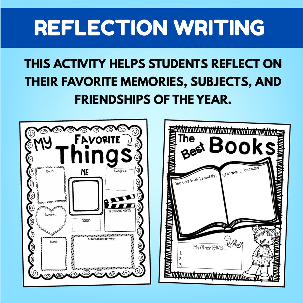 My Favorite Things and The Best Books reflection pages about favorite memories and subjects
