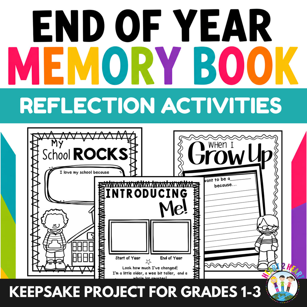 End of year memory book and reflection activities keepsake project for grades 1 to 3