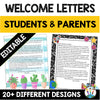 Welcome Back to School Letters for Students and Parents editable template