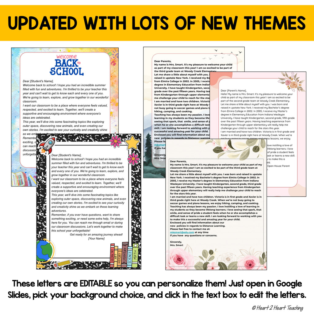 Editable welcome letter designs preview