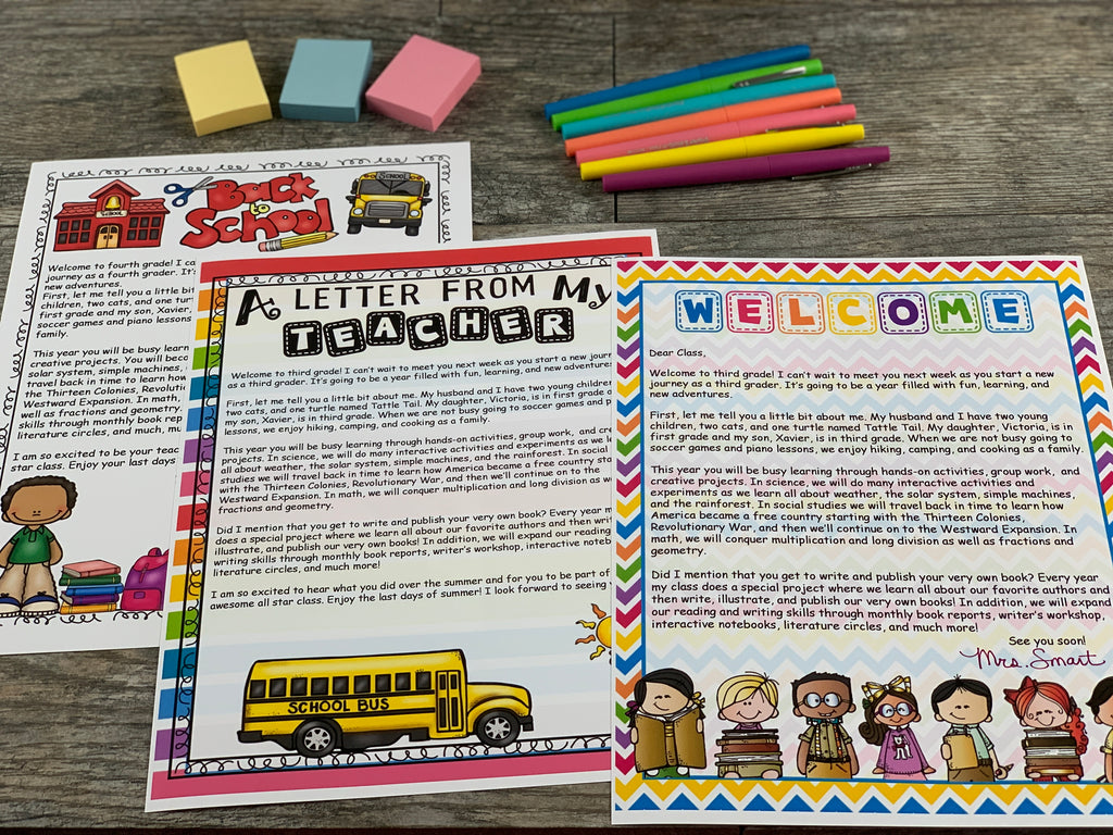 Welcome Back to School Letters for Students and Parents (Editable)