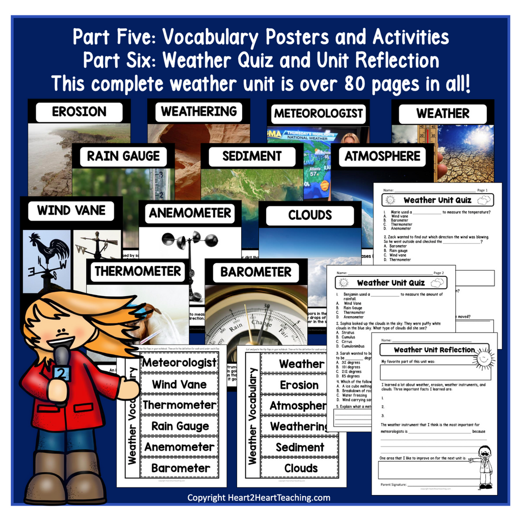 Weather Activities Unit with Clouds, Weather Maps, Weather Instruments, Weather Tools