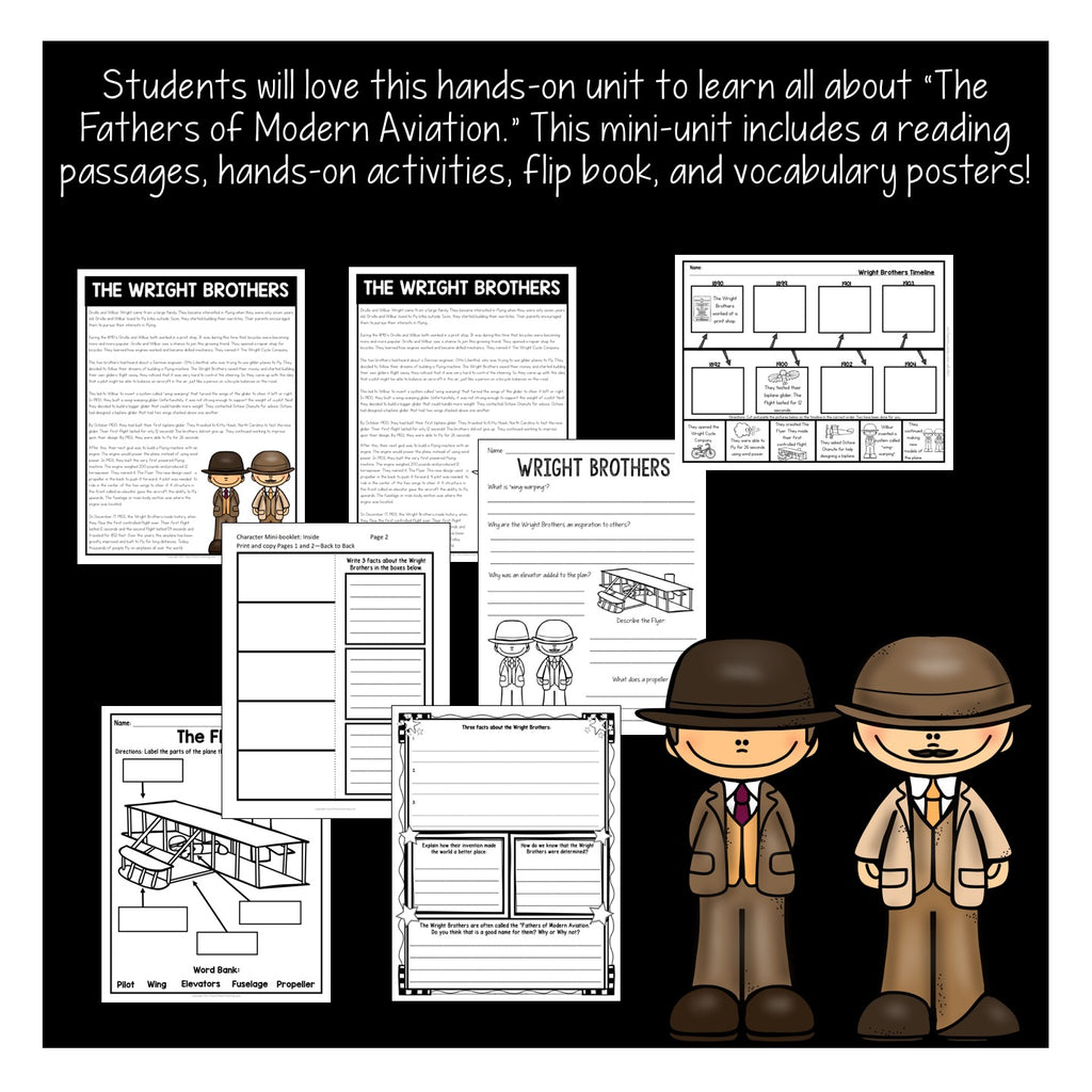 The Wright Brothers: Unit with Articles, Activities, Vocabulary & Flip Book