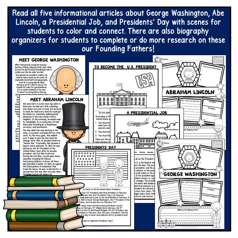 Presidents Day Activities Pack with Abraham Lincoln & George Washington