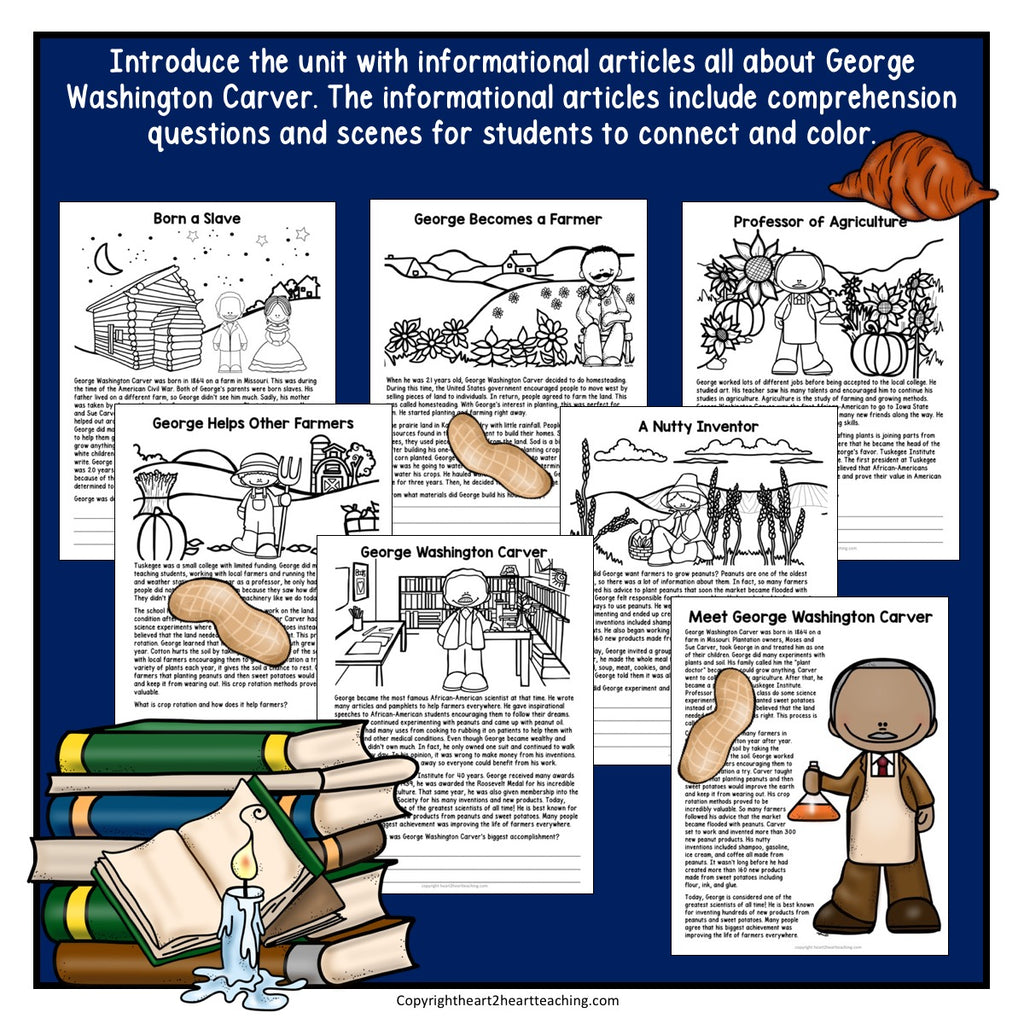 George Washington Carver Unit with Articles, Activities, and Flip Book