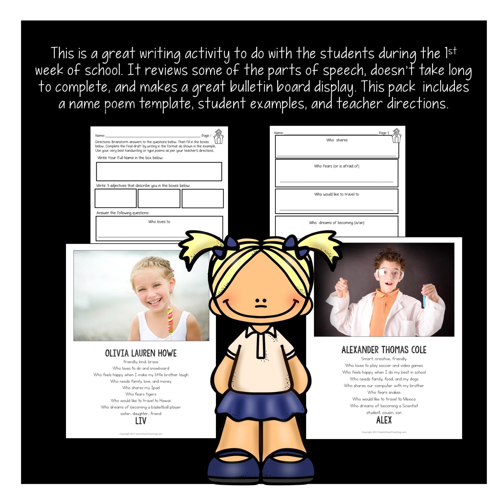 Back to School Activities for the First Week of School: Name Poem Acti ...