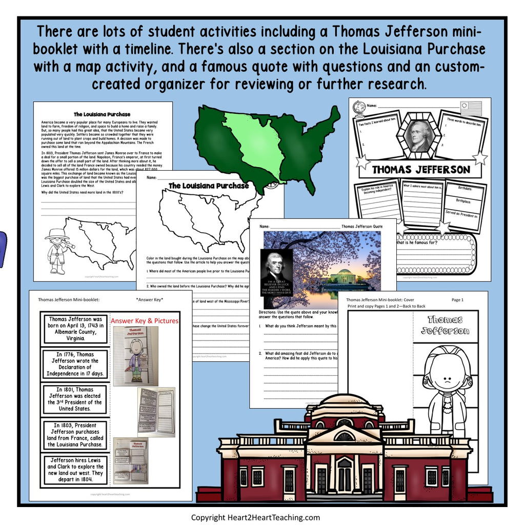 The Life Story of President Thomas Jefferson Activity Pack