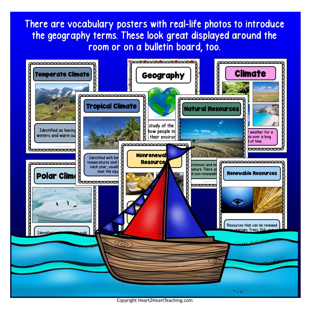 Geography Activities with 12 Major Landforms and Flip Book