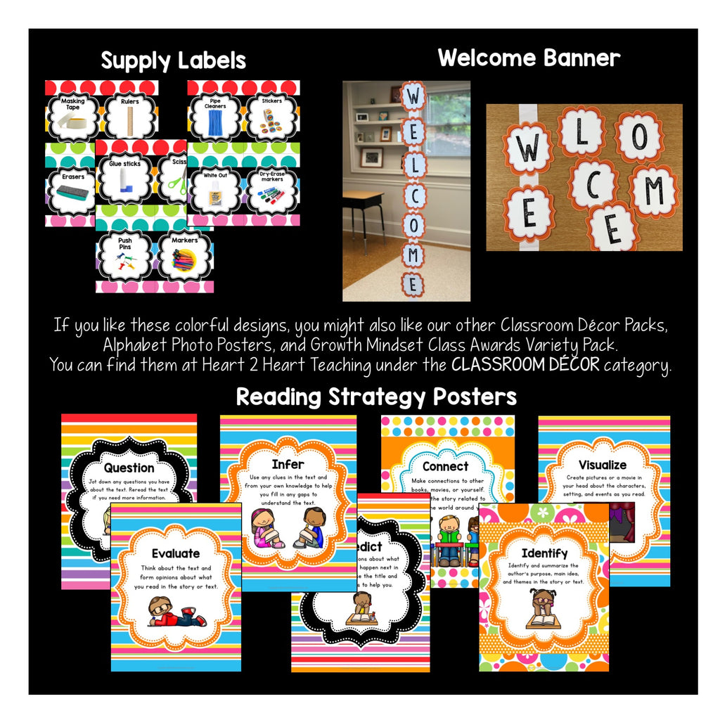 Rainbow Polka Dotted Classroom Decor Pack #7: Everything You Need to Set up Your Classroom