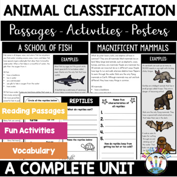 Animal Classification Unit with Mammals, Birds, Fish, Reptiles, and Amphibians