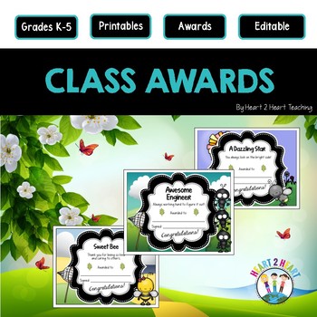 End of the Year Class Awards Lovable Bugs