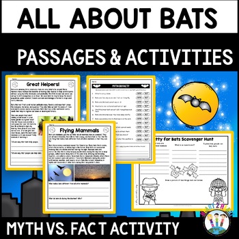 All About Bats Nonfiction Reading Passages Bat Life Cycle & Bat Facts Worksheets