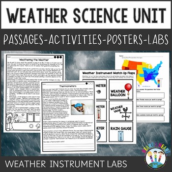 Weather Activities Unit with Clouds, Weather Maps, Weather Instruments, Weather Tools